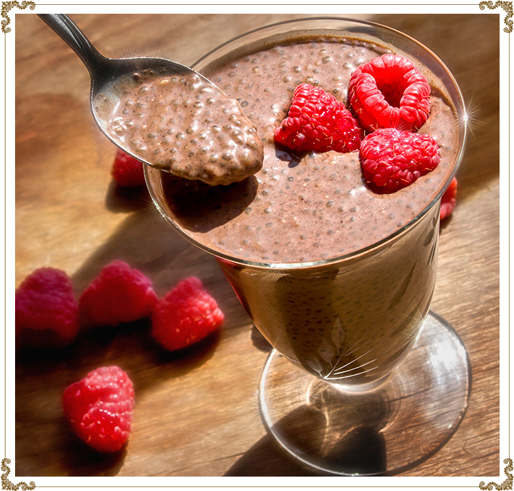 Chia and Chocolate Pudding
Gluten-free, dairy-free (casein-free), hypotoxic and vegan
By: Cuisine l'Angélique
