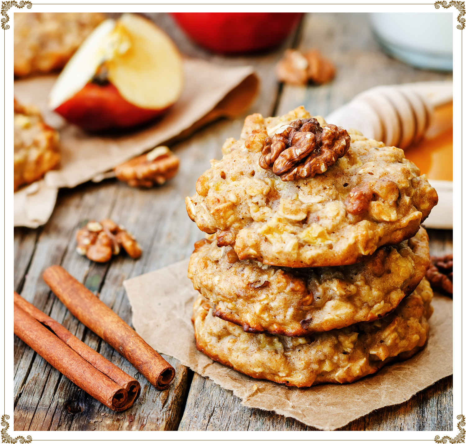 Recette Biscuits aux pommes et noix de sans gluten et sans produits laitiers de Cuisine l'Angélique.
