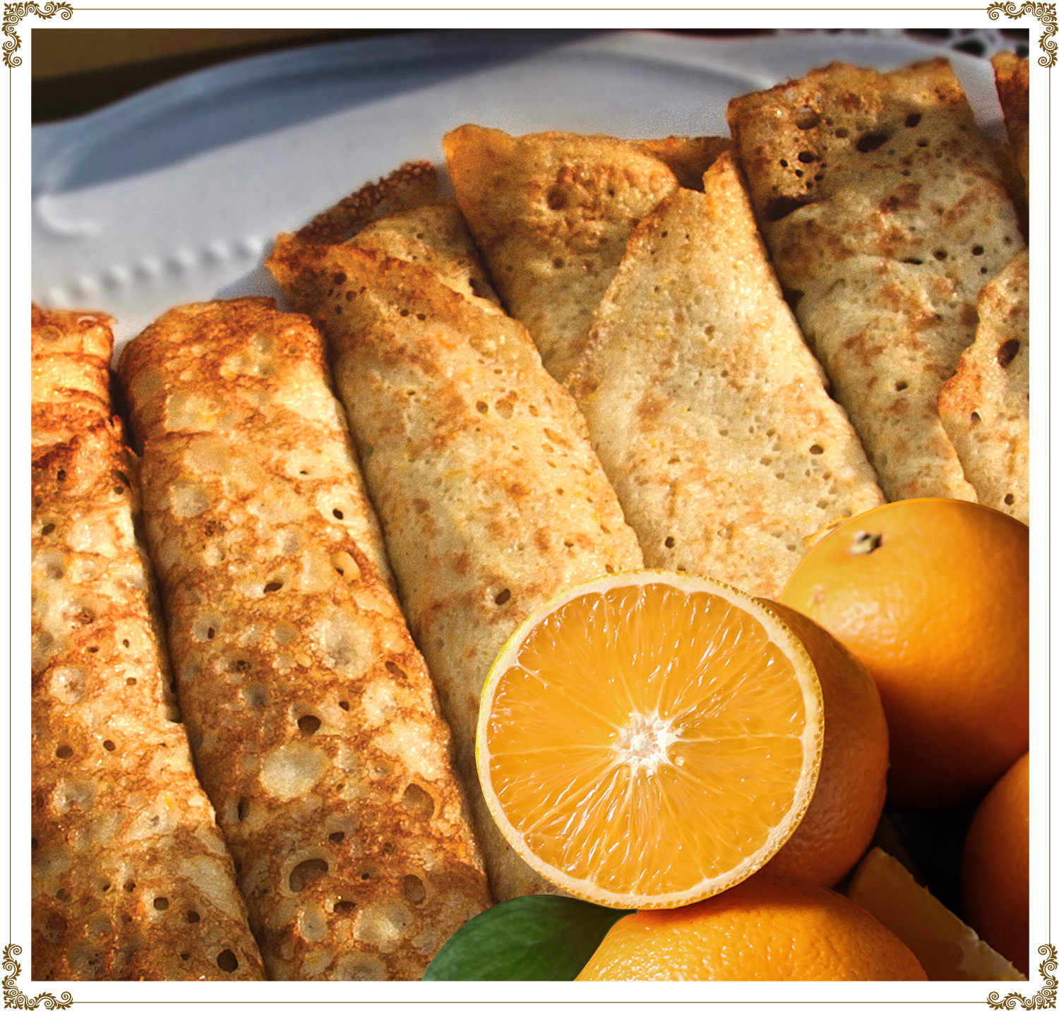 Recette de Crêpes savoureuses orange et rhum sans gluten et sans produits laitiers de Cuisine l'Angélique.
