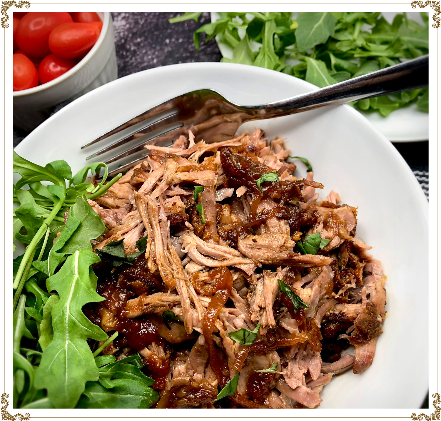 Recette d'effiloché d’épaule d’agneau au confit d’abricots sans gluten et sans produits laitiers de Cuisine l'Angélique.