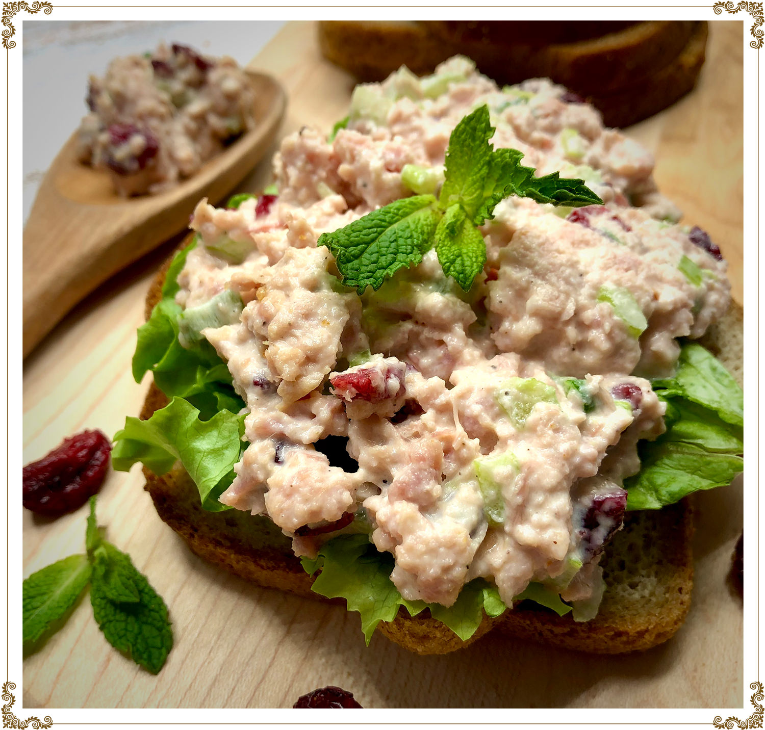 Recette de Garniture jambon, érable et canneberges sans gluten et sans produits laitiers de Cuisine l'Angélique.