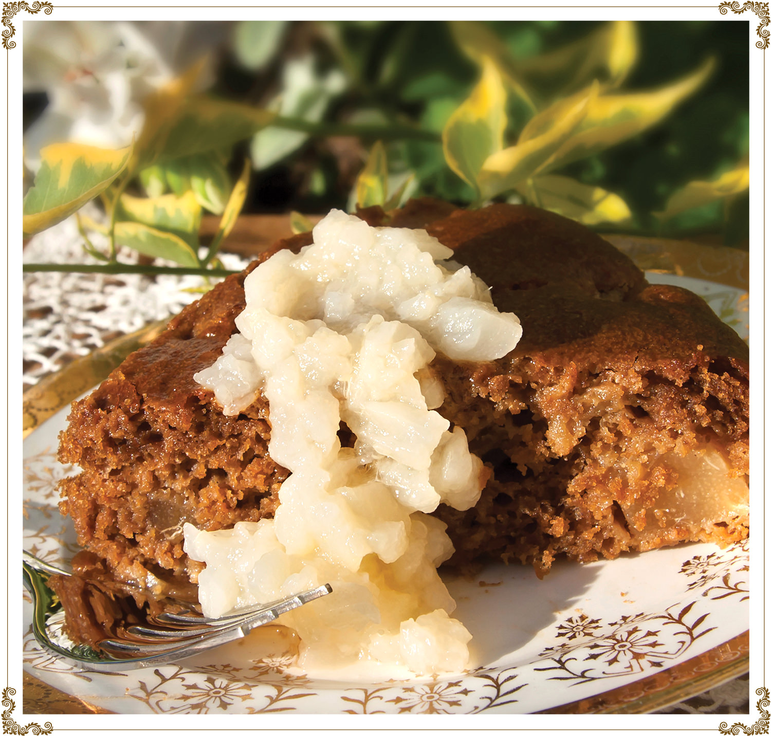 Recette de Gâteau épicé poires et gingembre sans gluten et sans produits laitiers de Cuisine l'Angélique.