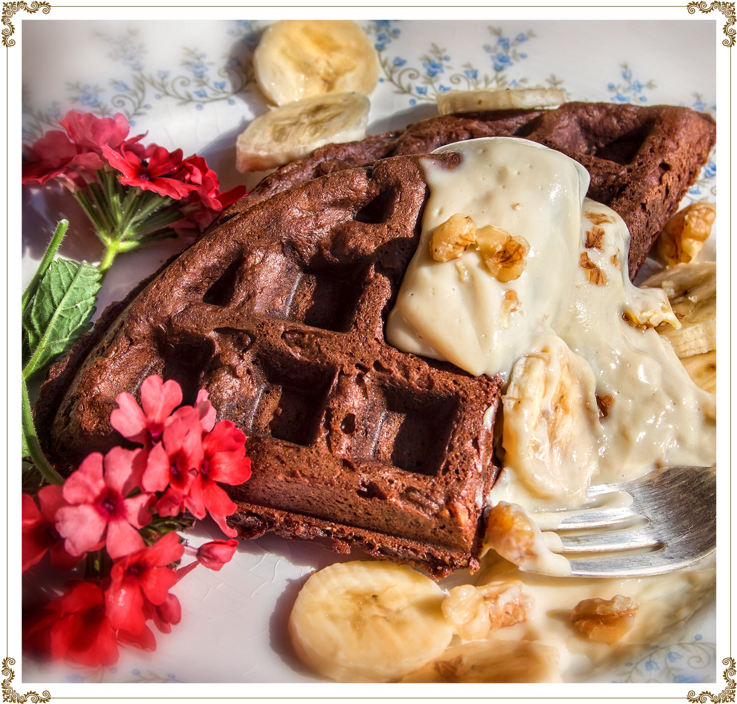 Recette de Gaufres choco-bananes sans gluten et sans produits laitiers de Cuisine l'Angélique.
