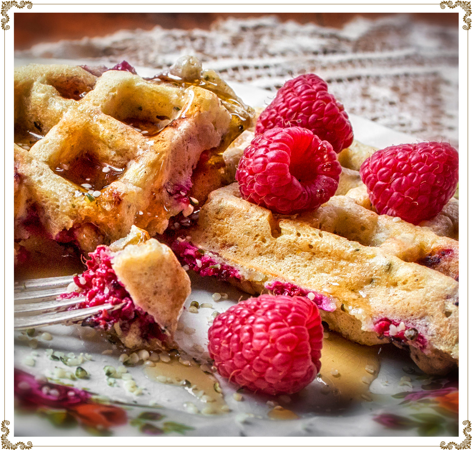Raspberry and hemp waffles Recipe Gluten-free, Dairy-free, Organic from Cuisine l’Angélique.
