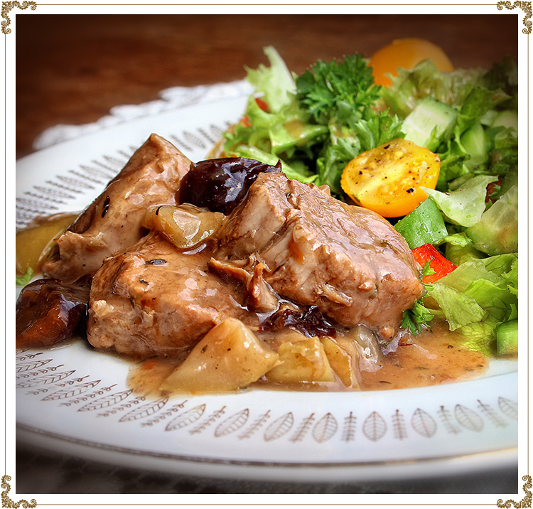 Recette sans gluten de Médaillons de porc aux pommes et aux pruneaux