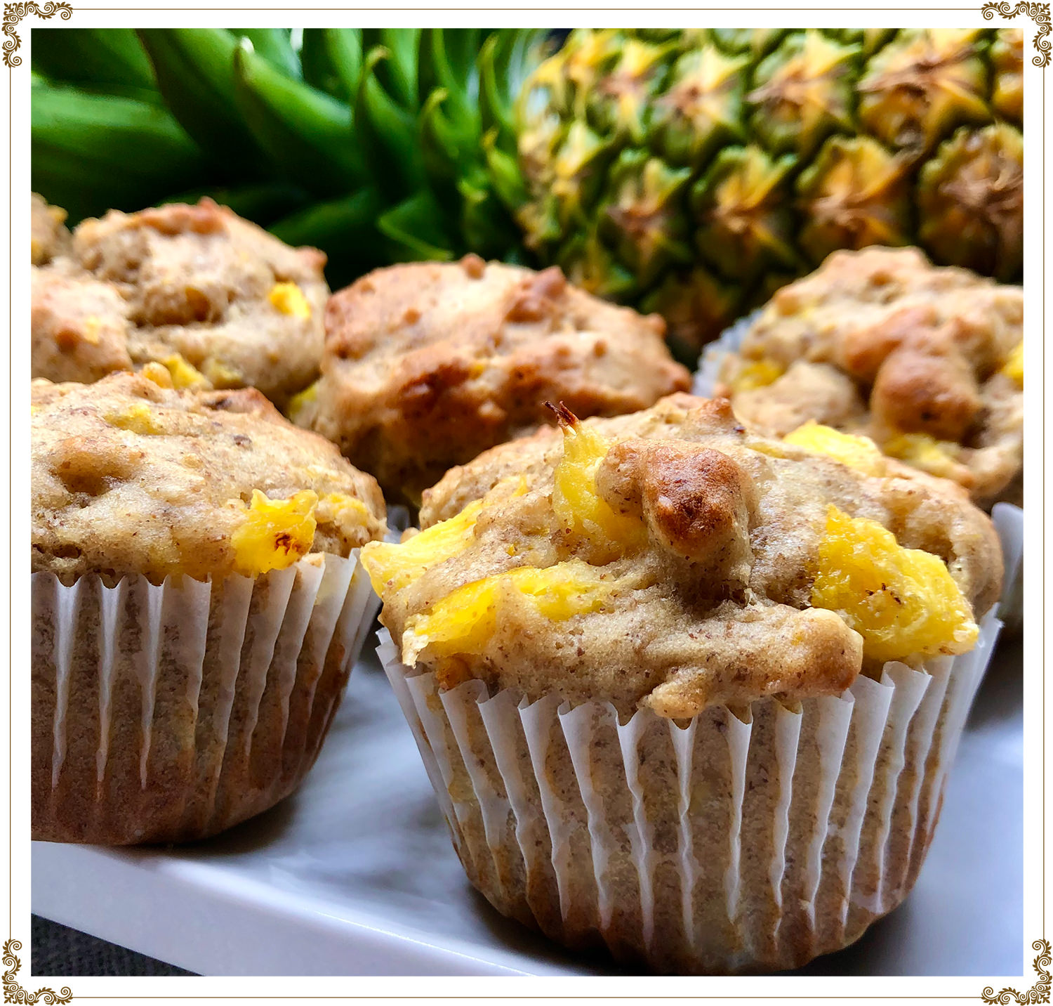 Recette de Muffins exotiques à l’ananas sans gluten et sans produits laitiers de Cuisine l'Angélique.