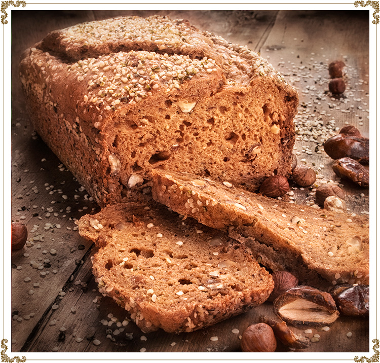 Hemp bread with dates and hazelnuts
Gluten-free, dairy-free (casein-free) and hypotoxic recipe
