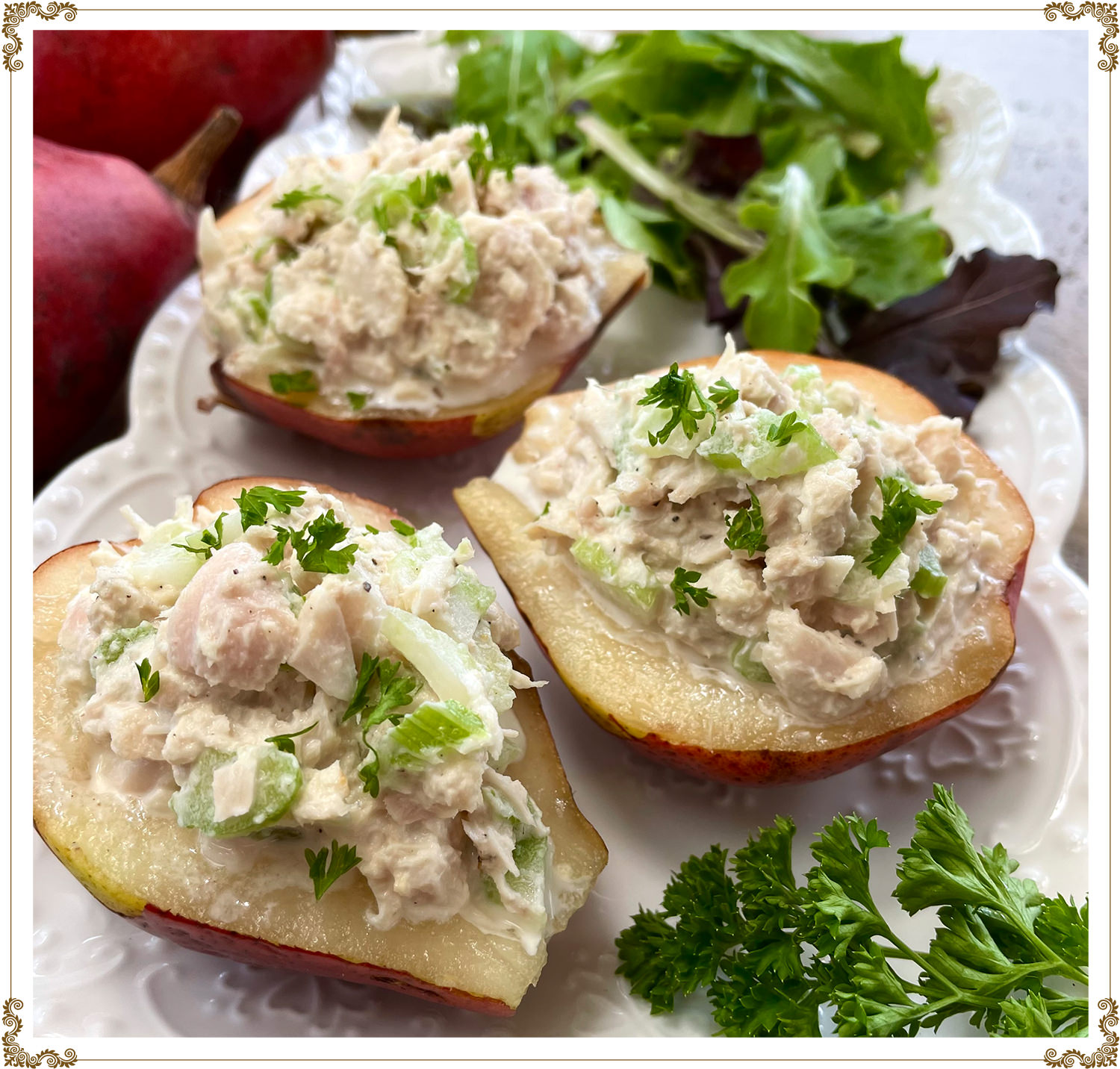 Recette de Poires au thon sans gluten et sans produits laitiers de Cuisine l'Angélique.