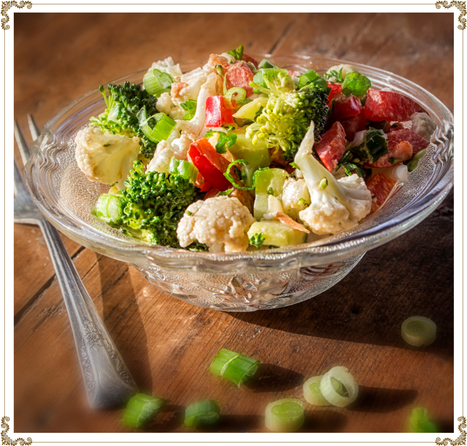 Recette de Salade broco chou-fleur sans gluten et sans produits laitiers de Cuisine l'Angélique.