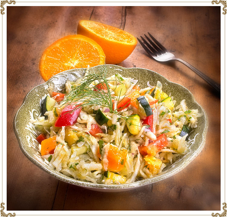 Recette de Salade de fenouil, céleri-rave et orange sans gluten de Cuisine l'Angélique.