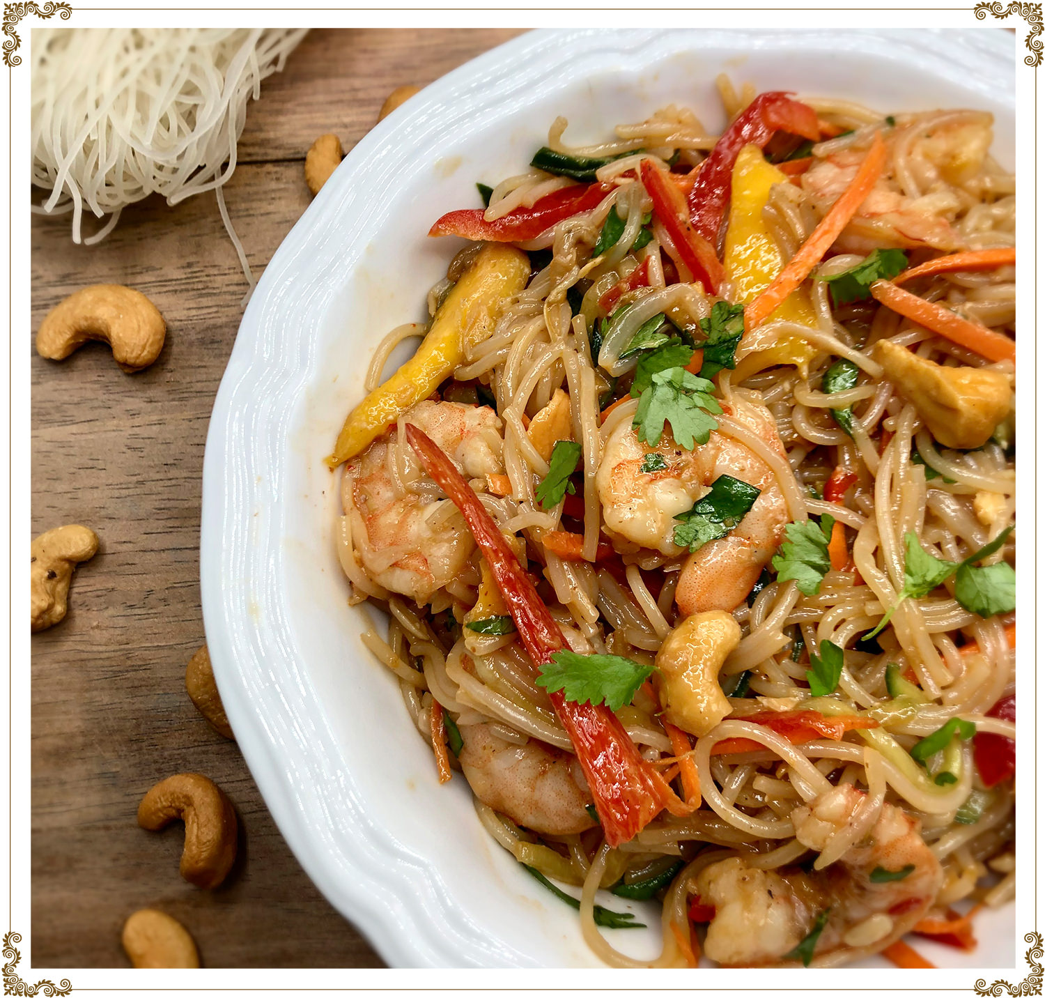 Recette de Salade thaï de vermicelles et crevettes sans gluten et sans produits laitiers de Cuisine l'Angélique.