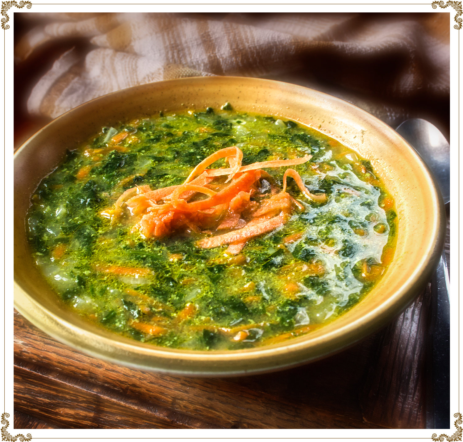 Recette de Soupe aux épinards sans gluten et sans produits laitiers de Cuisine l'Angélique.