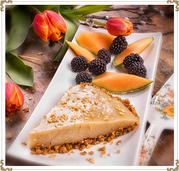 Tarte au sirop d'érable et sa croûte de noix sans gluten de Cuisine l'Angélique.