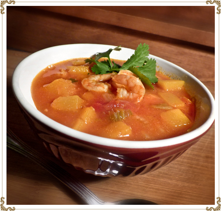 Photo de la Soupe courge et crevettes sans gluten