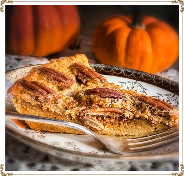 Recipe photo Pumpkin and Pecan Crustless Pie
Gluten-free, dairy-free (casein-free) and hypotoxic 
By: Cuisine l'Angélique
