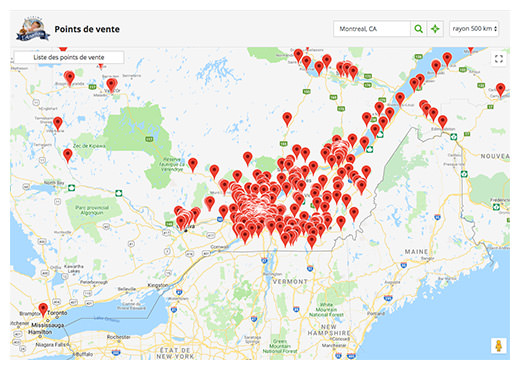 Nombreux points de vente